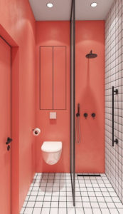 baño de color rojo