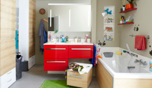 mueble con lavabo doble cuarto de baño familiar