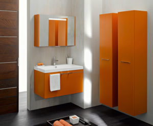 mueble de baño rojo