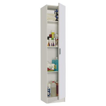 Habitdesign 007141O - Mueble Armario Multiusos, 1 Puerta, Color Blanco, Medidas: 37 cm (Largo) x 182 cm (Alto) x 37 cm (Fundo)